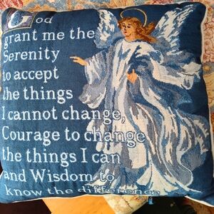 Tapestry Pillow Serenity Prayer 14 In By 15 In Excellent Condition Vintage Clean